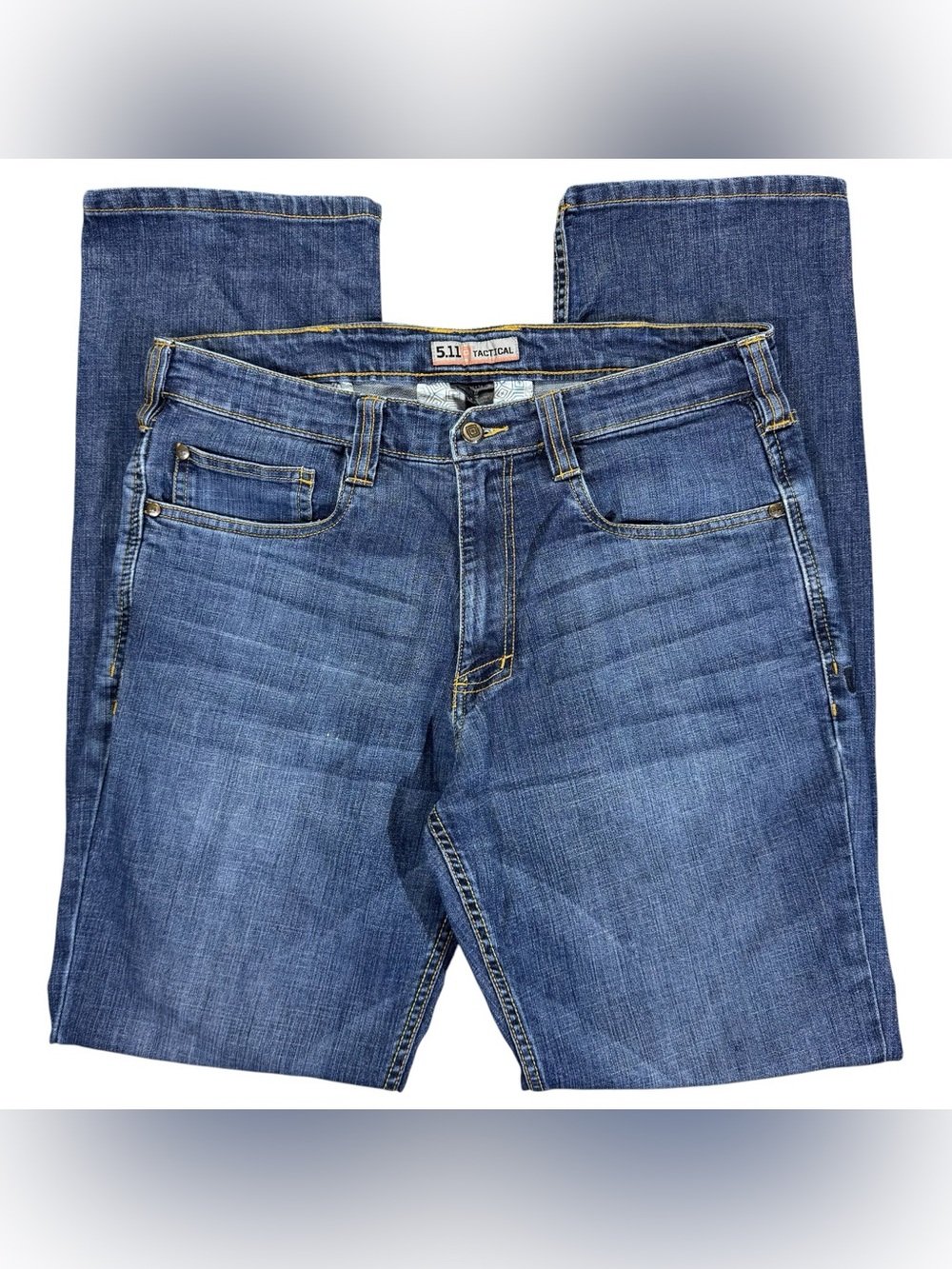 5.11 Tactical Jeans Mens 34x33 Blue Denim Defender Flex Straight Stretch Leg 

T